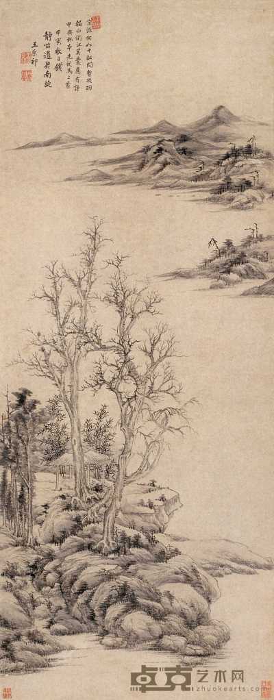 王原祁 甲寅（1674） 疏林清远 立轴 106×45cm